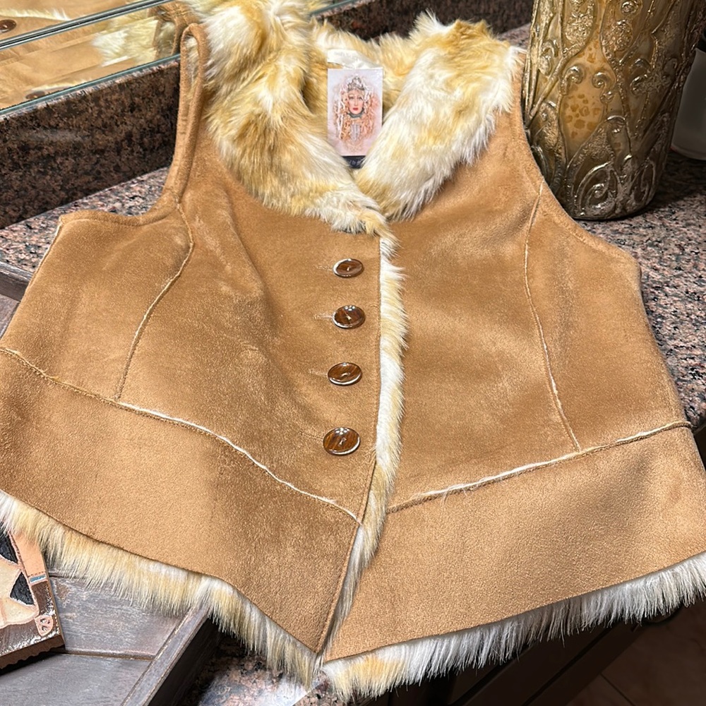 Faux Suede/Fur Vest! NWT!